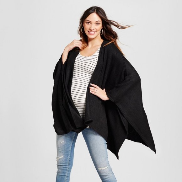 NWT ISABEL by Ingrid & Isabel Maternity Black Cozy Shawl Knit Open Cardigan O/S - Picture 1 of 7